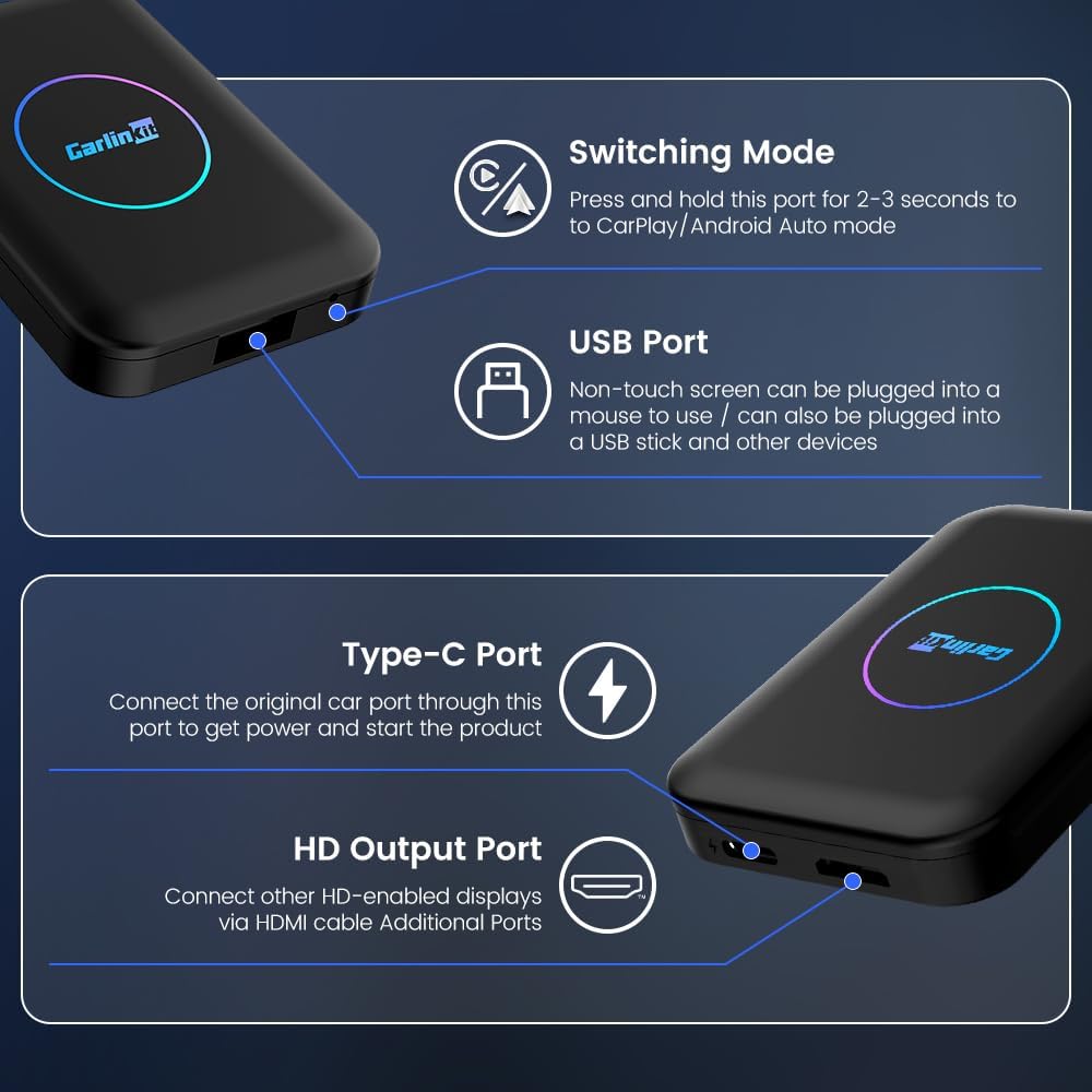 CarlinKit AIBOX-Lite Multimedia Box, 3 in 1 Android Playstore Netflix YouTube - Wireless Carplay Android Auto