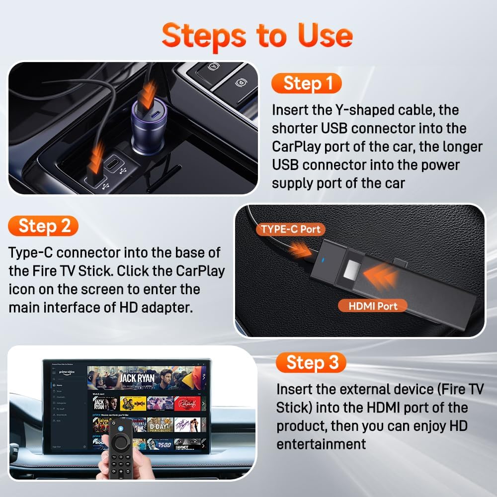 Carlinkit Fire Drive Link Pro with HDMI for Fire TV Stick Carplay Adapter