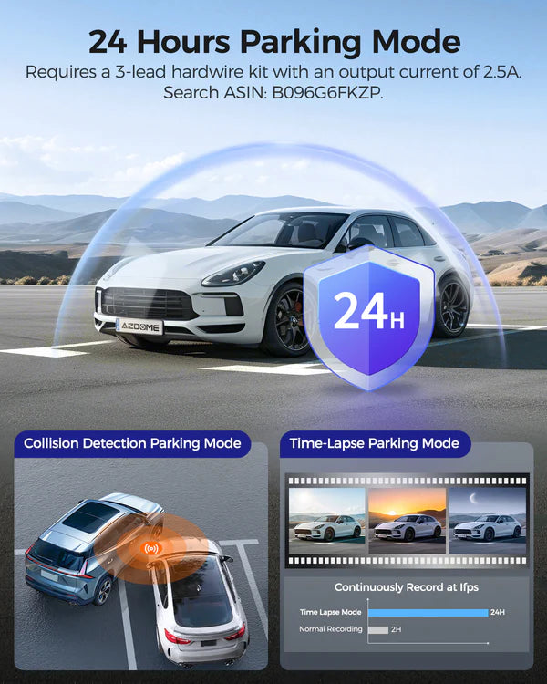 AZDOME M550Pro 3CH Dash Cam 4K with 5G WiFi, 3.19" Screen IR Night Vision 24H Parking Mode