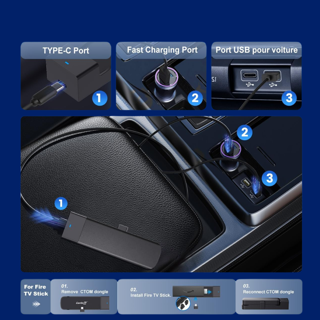 Carlinkit Wireless CarPlay & Android Auto Adapter, FireDrive Link Pro with HDMI for Fire TV Stick, Wireless Dongle & Car TV Converter for OEM Wired CarPlay Vehicles, Plug & Play