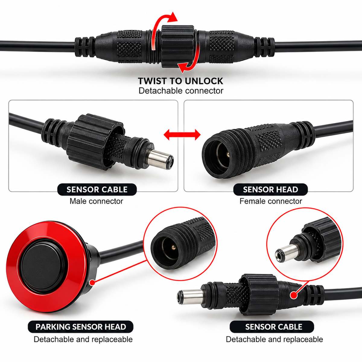 Flush-Fit Rear Parking Sensor Kit – 4 Sensor System with Audible Warning