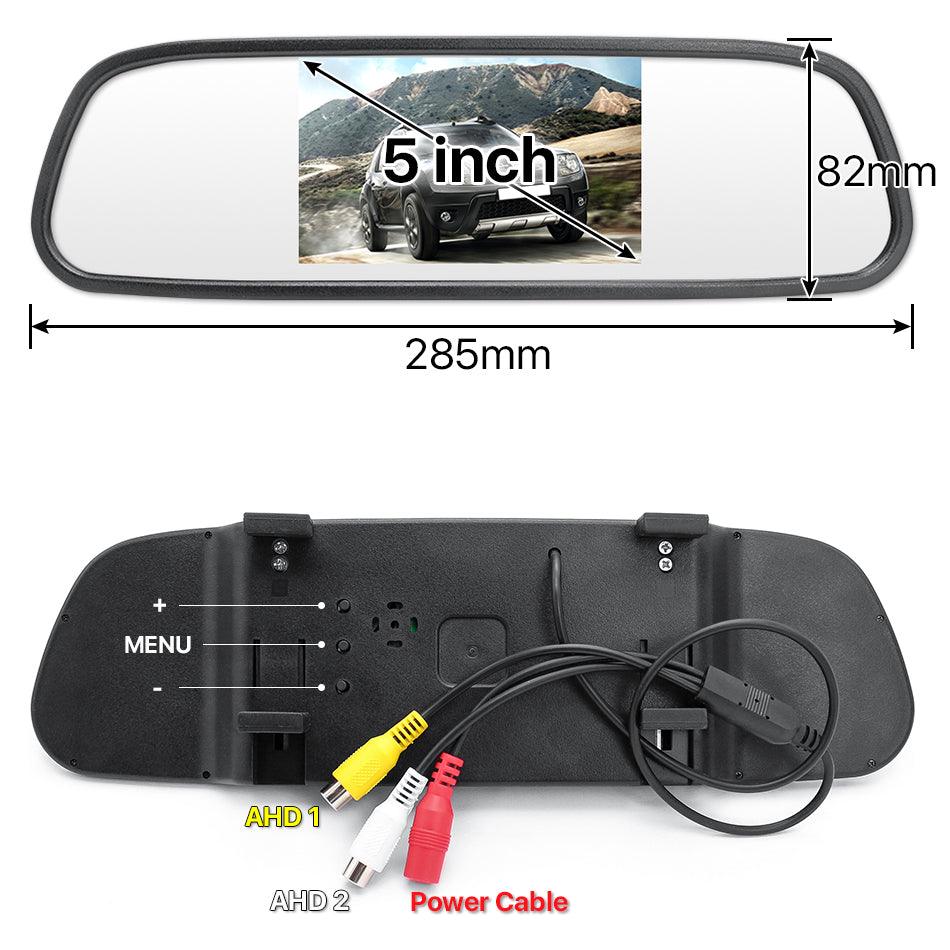 5" AHD Mirror Monitor TFT LCD Digital Screen Display (2 Video Inputs) - AUTOSTYLE UK