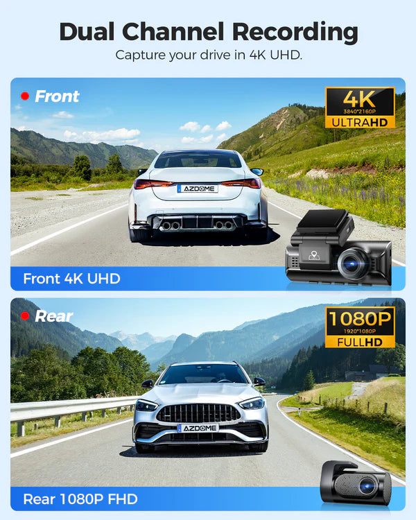 AZDOME M550Pro 3CH Dash Cam 4K with 5G WiFi, 3.19" Screen IR Night Vision 24H Parking Mode