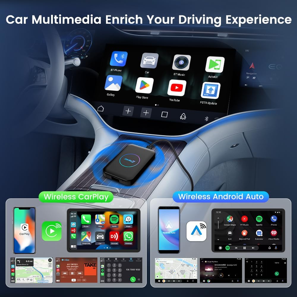 CarlinKit AIBOX-Lite Multimedia Box, 3 in 1 Android Playstore Netflix YouTube - Wireless Carplay Android Auto