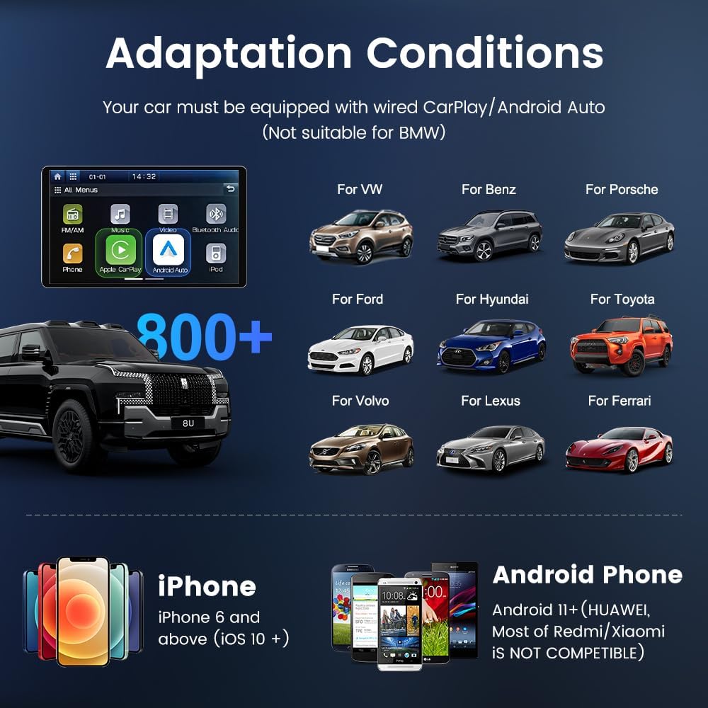CarlinKit AIBOX-Lite Multimedia Box, 3 in 1 Android Playstore Netflix YouTube - Wireless Carplay Android Auto