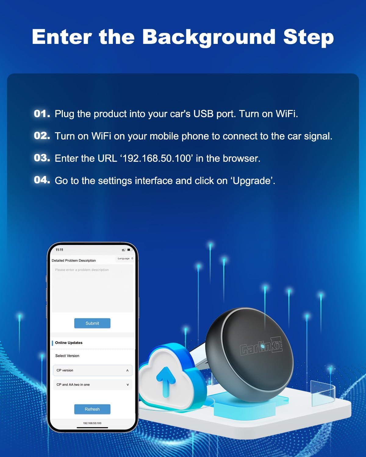 CarlinKit MINI Ultra 3 Wireless Adapter - Converts wired CarPlay/Android Auto to wireless