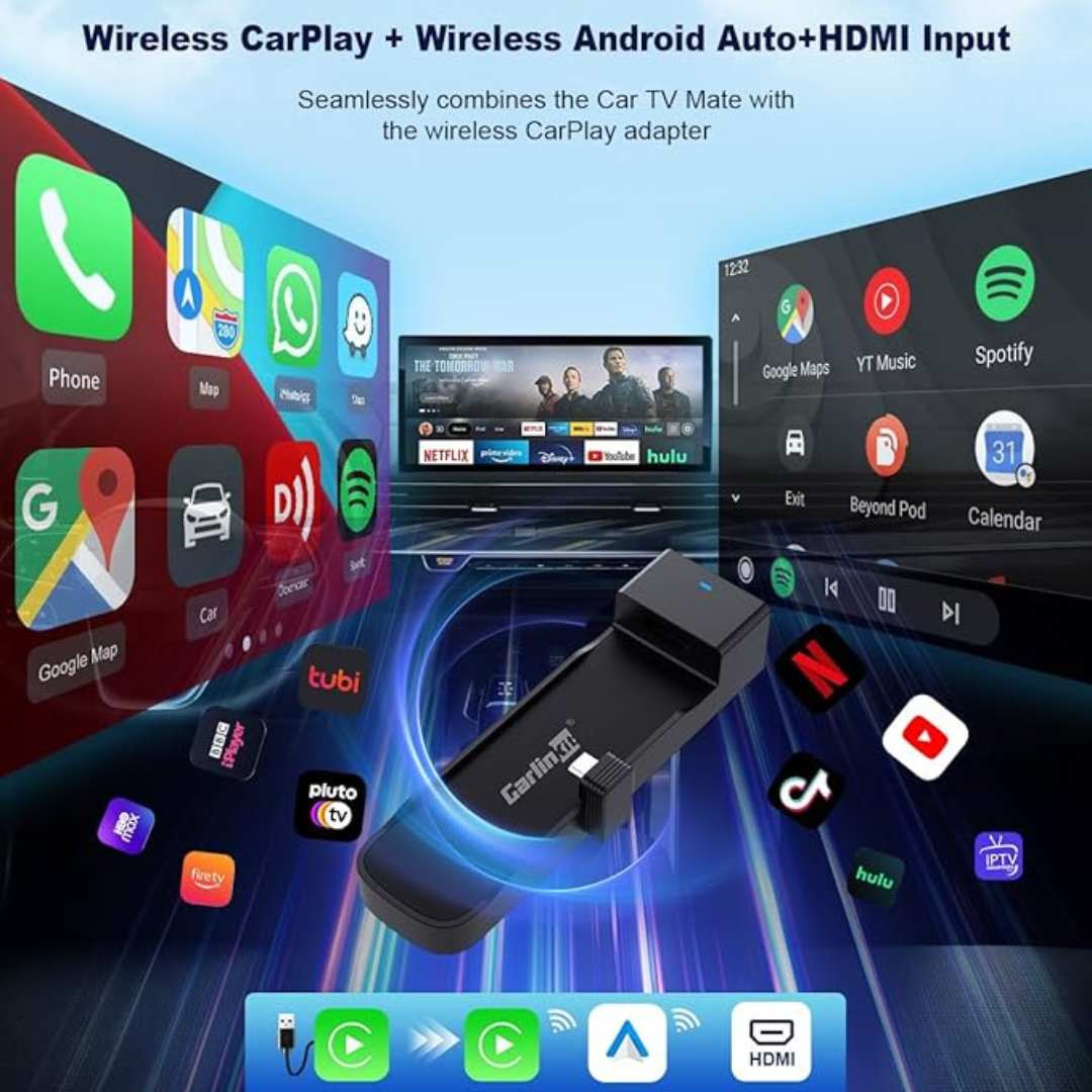 Carlinkit Wireless CarPlay & Android Auto Adapter, FireDrive Link Pro with HDMI for Fire TV Stick, Wireless Dongle & Car TV Converter for OEM Wired CarPlay Vehicles, Plug & Play