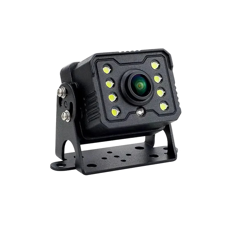 Black AHD 1080P rear view backup camera with integrated mounting bracket, LED lights, and a green lens, shown on a white background with the GreenYi logo and 'AHD 1080P' text.