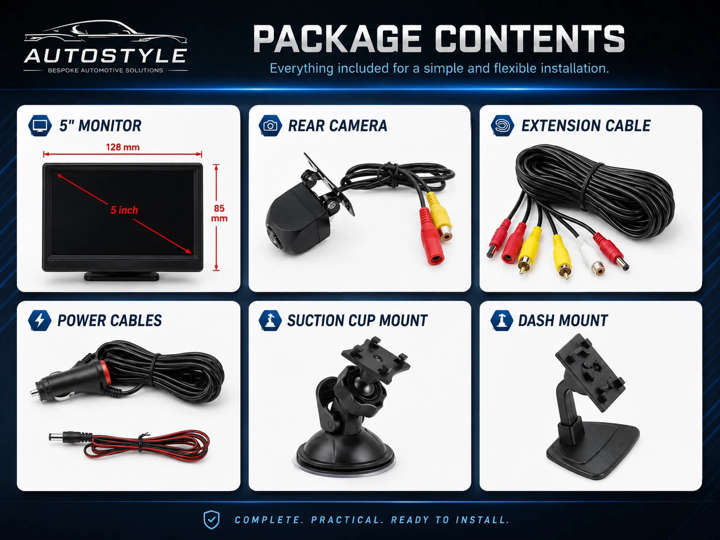 Universal DIY Reverse Camera KIT 5" AHD Monitor Screen & Waterproof HD Reverse Camera
