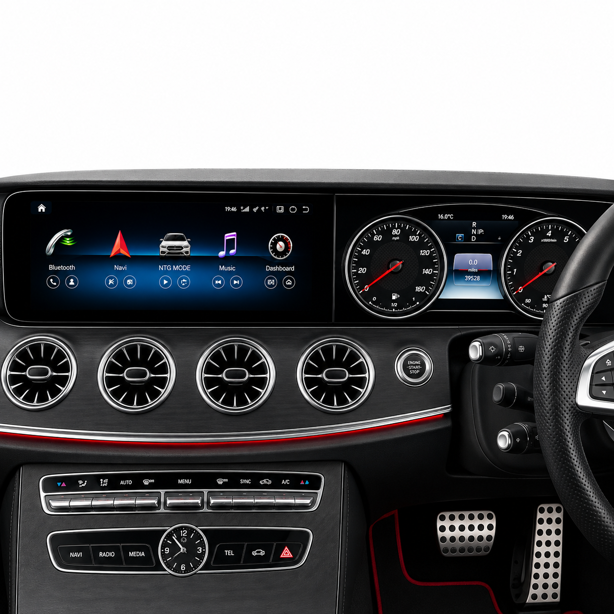 Mercedes-Benz E Class (2018-ON) Apple CarPlay Android Auto 12.3" Touch Screen RHD