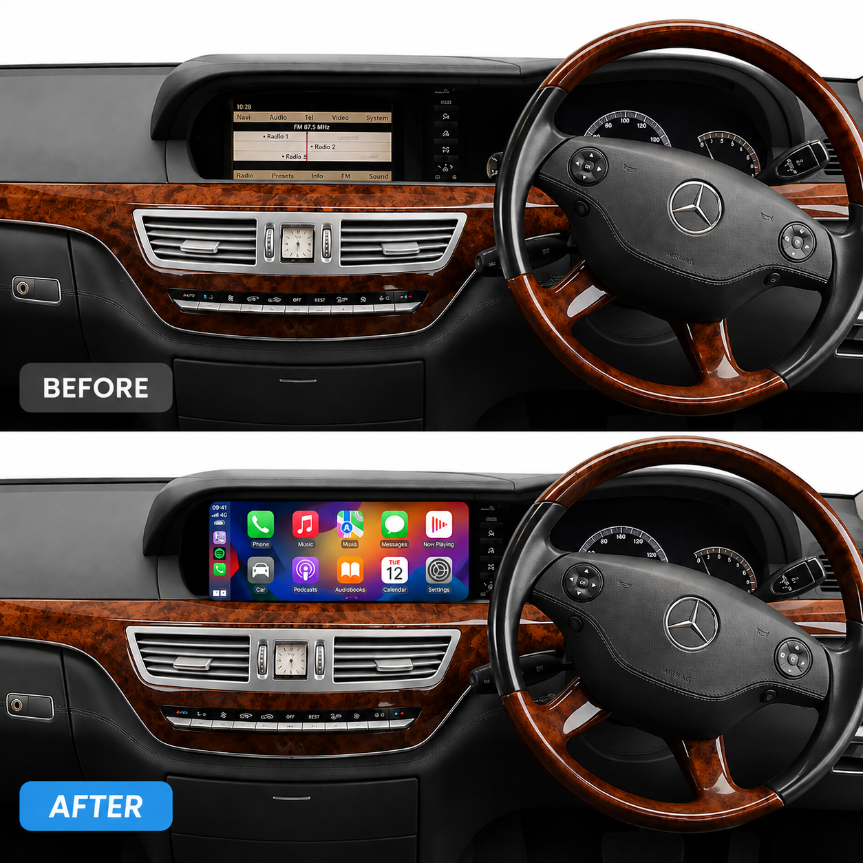 Mercedes-Benz S Class W221 (2005-2013) Apple CarPlay Android Auto 10.25" Touch Screen RHD
